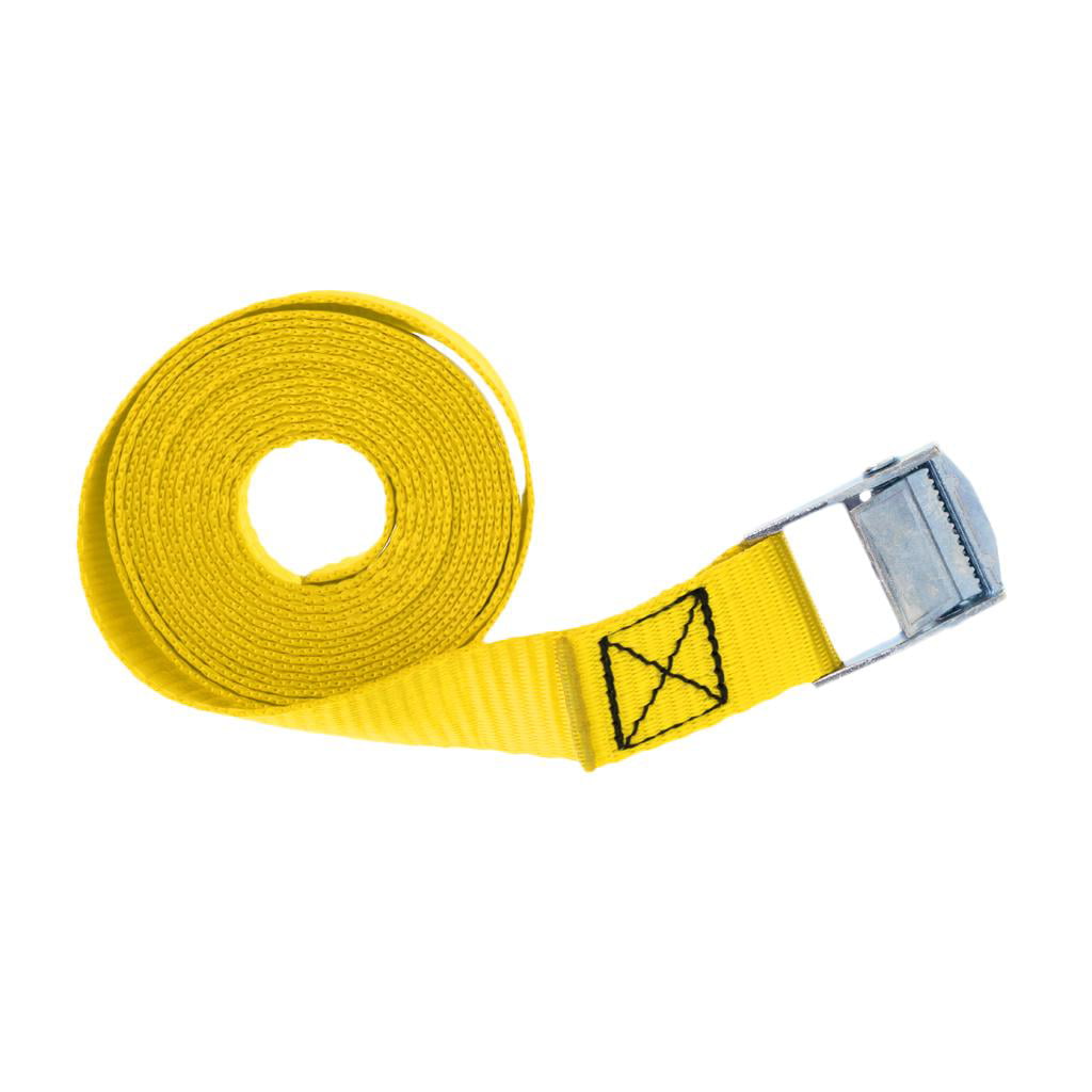 Cam Buckles Tie Down Straps 2 x 25mm 1.5 Metre YELLOW endless Car Luggage straps 