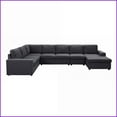 thumbnail image 5 of 146.5” Modular Sectional Sofa with Reversible Chaise – Dark Gray Linen Modern Living Room | Dark Gray | Linen | Square Arms, 5 of 5