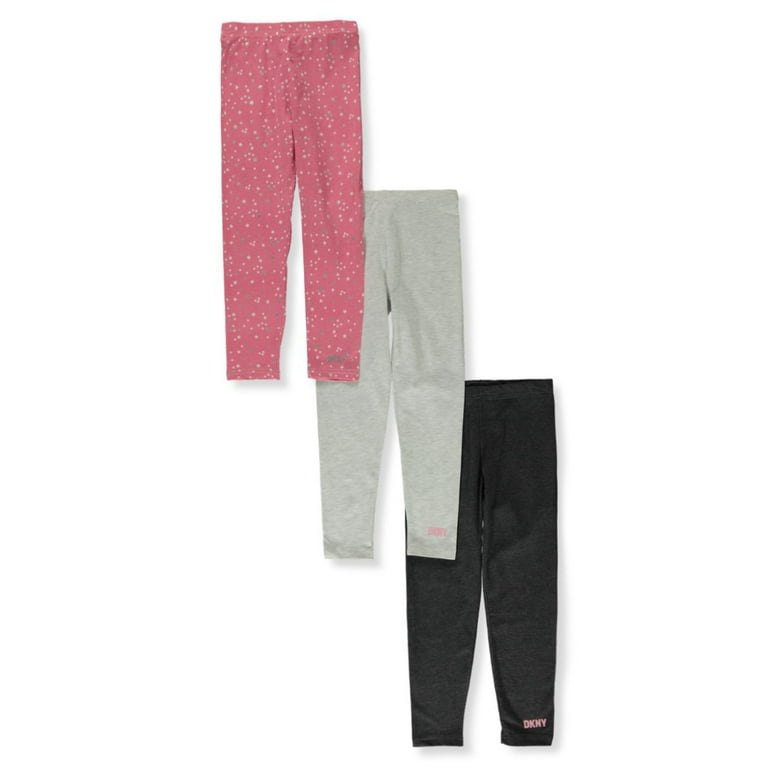 DKNY Girls 3 Pack Leggings white heather 10 12 Big Girls