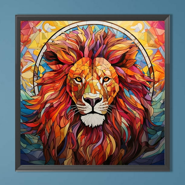 5D DIY Diamond Painting Colourful Cat Lion Full Round Square AB