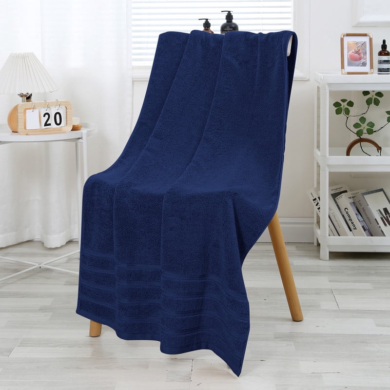 JML Navy Bath Towel Set of 8 Pieces - Cotton Blend Highly Absorbent Towels for Bathroom, 2 Soft Bath Towels, 2 Hand Towels, 4 Washcloths