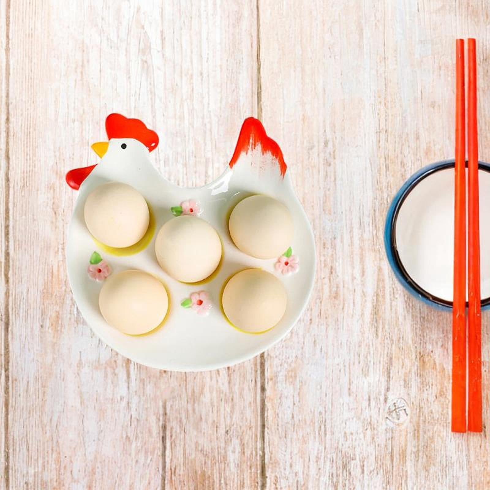 CarpNettore Easter Egg Cup Porcelain Egg Tray Dinnerware Egg Container Multifunction Easy to C