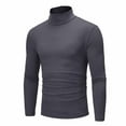 thumbnail image 2 of Nokdvo Winter Thermal Shirts for Men Casual Long Sleeve T Shirt Fashion Slim Fit Turtle Neck Pullover Sweater Solid Color Lightweight Tops Dark Gray 2XL, 2 of 5