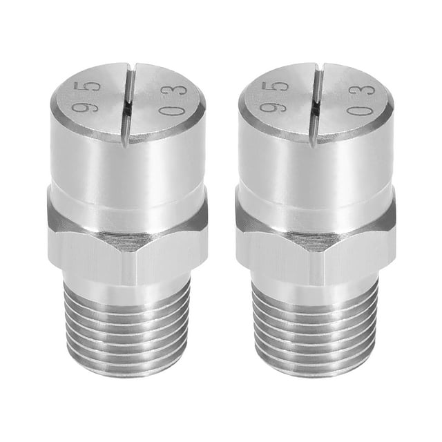 Punta de rociado de abanico plano - Rosca macho 1/8 BSPT de acero inoxidable 304 - 95 grados, diámetro de orificio de 1.1mm - 2 piezas
