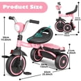 thumbnail image 4 of Triciclo XJD plegable para niños pequeños con pedales de 1 a 5 años, color rosa, 4 of 7