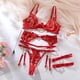 thumbnail image 3 of Gibobby Ropa interior mujer sexy Conjunto de Liguero con Sujetador de Encaje, Lencería Elegante y Exquisita para Mujer para Noche de Bodas, Luna de Miel y Más(Rojo, G), 3 of 5