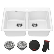 KRAUS® Forteza™ 33” Granite Drop In / Undermount 50/50 Double Bowl White Kitchen Sink