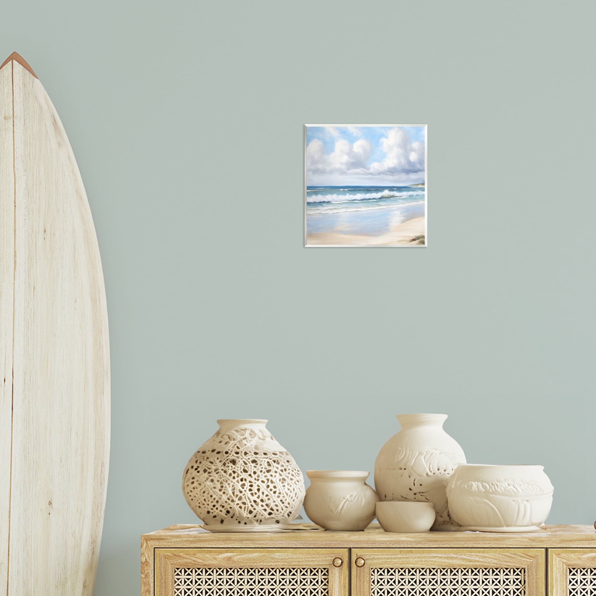 Stupell Industries Sand Walk Ocean Waves Landscape Painting Unframed Art Print Wall Art, 12 x 12