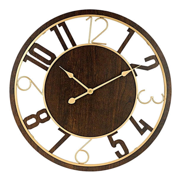 Reloj de pared colgante, regalo de recuerdo, silencioso, artesanía, decoración del hogar, reloj silencioso para cocina, granja, oficina, dormitorio Oro marrón