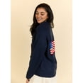 thumbnail image 6 of Flag Print Cardigan Casual Loose Long Sleeve V-Neck European and American Sweater Chunky Cardigan Navy Blue XL, 6 of 9