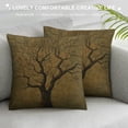 thumbnail image 3 of Tree Throw Pillow Cushion Cover, Illustration of a Big Tree on Antique Old Paper Vintage Style Artwork Design Print, Decorative Square Accent Pillow Case,, 3 of 5