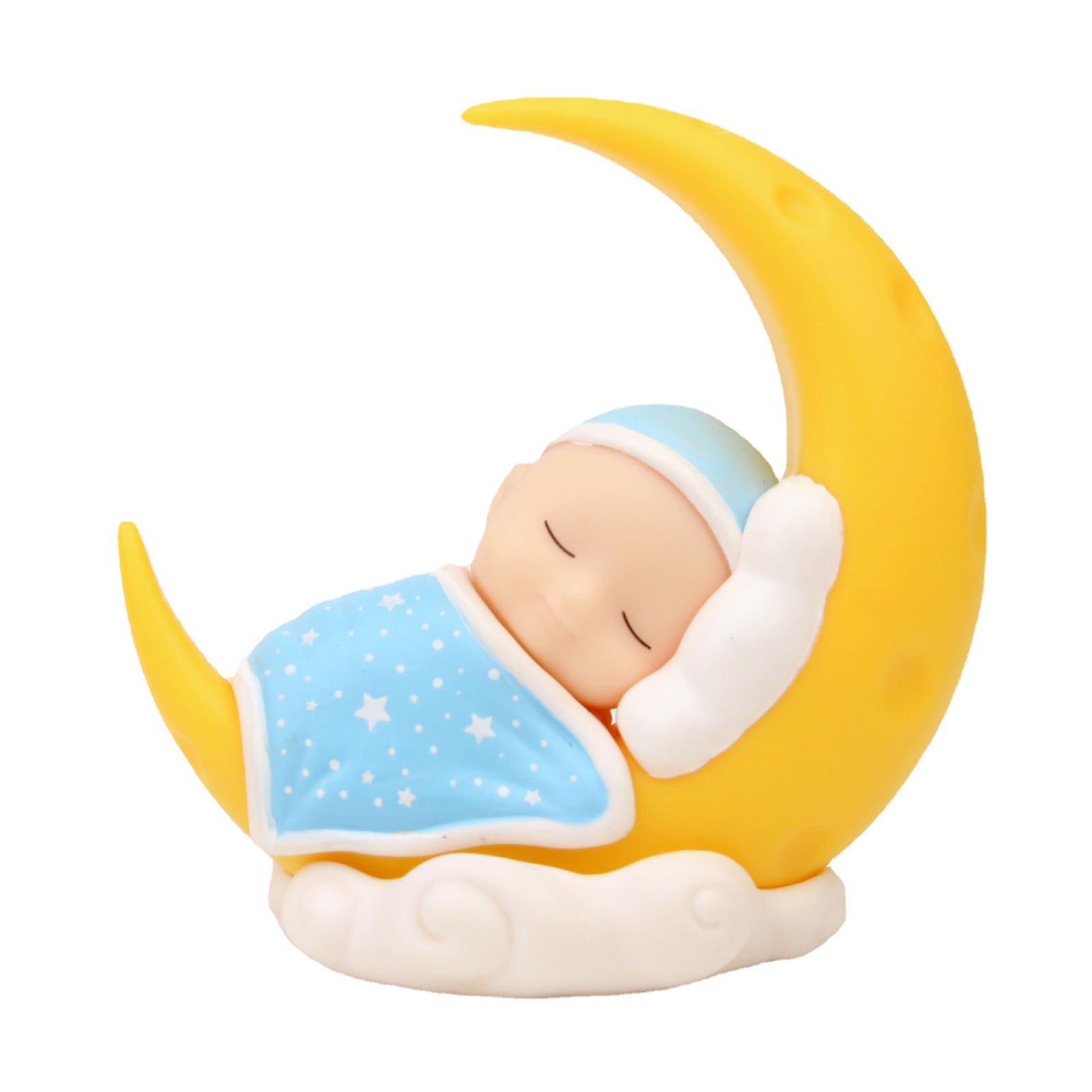 Baby Moon Cake Topper Baby Sleeping On The Moon Figurine Statue Toys Cozy Decor for Kids Girls
