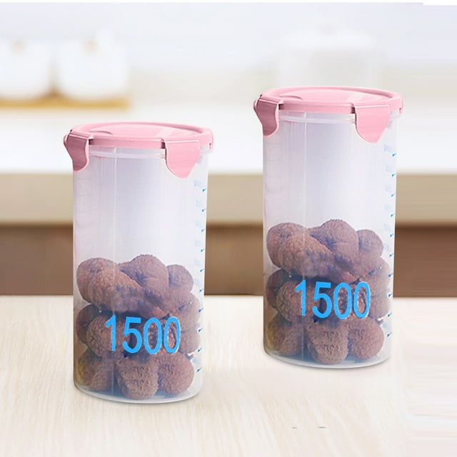 EGNMCR Organisateurs et Rangement pour Garde-Robe, avec Pots de Rangement Ronds Gradués Pots d'Étanchéité Pots en Plastique pour Cuisine avec Couvercles Pots à Collation Pots de Rangement pour Grains Pots de Rangement Pots de Yogourt Fromage Pots à Gâteau Pot de Rangement en Plastique