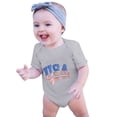 thumbnail image 4 of dmqupv Romper for Baby Boy 4th of July Baby Boy Girl Outfits Toddler Baseball Outfit Newborn Romper Infant Jumpsuit American Flag Clothes Grey,6-12 Months, 4 of 7