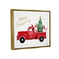 thumbnail image 5 of Stupell Industries Merry Christmas Holiday Red Truck Santa Gnomes & Tree Graphic Art Metallic Gold Floating Framed Canvas Print Wall Art, Design by Heatherlee Chan, 5 of 5