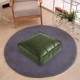 thumbnail image 2 of Pouf Ottoman, Unstuffed Pouf Cover, Handmade Faux Pu Leather Square Ottoman,Comfortable Soft Seating for Living Room & Bedroom, Green, 2 of 7
