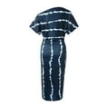 thumbnail image 3 of Ladies Sexy Slant Collar Off Shoulder Waist Striped Irregular Slit Dress, 3 of 5