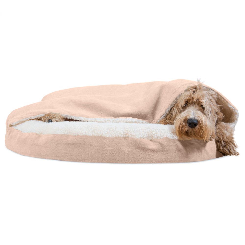 FurHaven Pet Dog Bed Orthopedic Faux Sheepskin Snuggery Burrow Pet