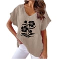 thumbnail image 2 of YHAJDS Women Tops Short Sleeve Shirts for Women V Neck Print T Shirt Comfortable Casual Blouse Spring Summer, 2 of 5