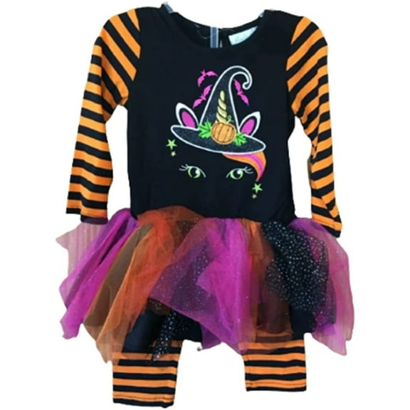Emily Rose Girl's Applique Halloween Tutu Tunic & Legging Set (Cat Applique, 4T)