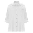 thumbnail image 5 of Otntypg Womens Button Down Shirts Lightweight Dress Shirts Long Sleeve Blouses Casual V Neck Work Office Tunics Tops with Pockets White S, 5 of 7
