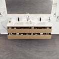 thumbnail image 4 of Eviva Lotus 71"W x 19"D Oak Wallmount Double Sink Bathroom Vanity with White Solid Surface Integrated Double Sink Top, 4 of 8