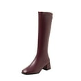 thumbnail image 5 of Dasayo Dress Womens Boots Mid-Calf Red Faux Leather Block Heel Square Toe Elegant Classic Boots Woman Shoes 37, 5 of 9