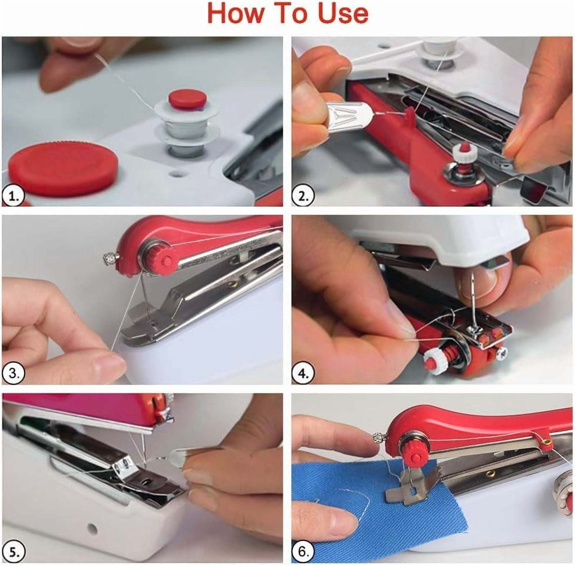 Handheld Sewing Machine, Mini Portable Electric Sewing Machine for Beginners Adult, Easy to Use and Fast Stitch Suitable for Clothes,Fabrics, Cutains,DIY Home Travel (RedWhite)