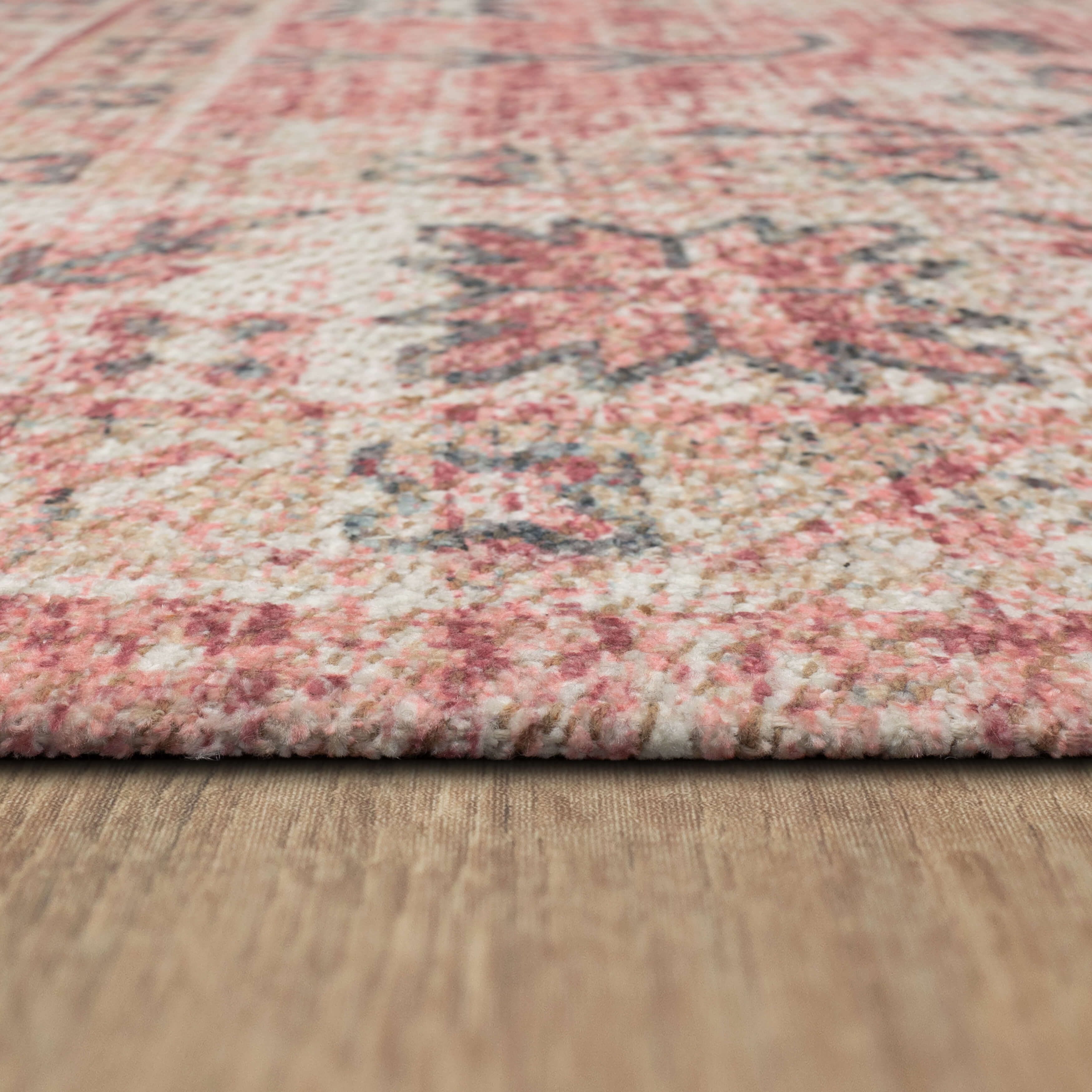 Mainstays Southwest Acacia Low Pile Stain/Fade Resistant Polyester Indoor Pink Accent Rug, 2'6" x 3'9"