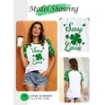 thumbnail image 5 of SLADYGLO Women Letters Shamrock Printed Crew Neck Raglan Short Sleeve T-Shirt, 5 of 7