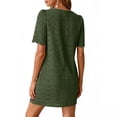 thumbnail image 6 of Admvng Dresses Women Eyelet Lace Round Neck Short Sleeve Casual Summer Mini Shift Dress, 6 of 6