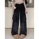 thumbnail image 1 of Cyber-pantalones vaqueros holgados negros lavados para mujer, ropa de calle con múltiples bolsillos, pantalones Cargo rectos de pierna ancha, Y2K, 2024, 1 of 5