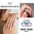 thumbnail image 4 of Bestyle Pure S925 Sterling Silver Heart Rings for Women Sparkle Open Band Ring March Created Aquamarine Rings Mother's Day Gift Size 6-12, 4 of 9