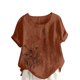 thumbnail image 1 of Vestidos Casuales Para Mujer, Blusas De Mujer De Moda Blusa informal de lino con cuello redondo, manga corta y botones para mujer, 1 of 4