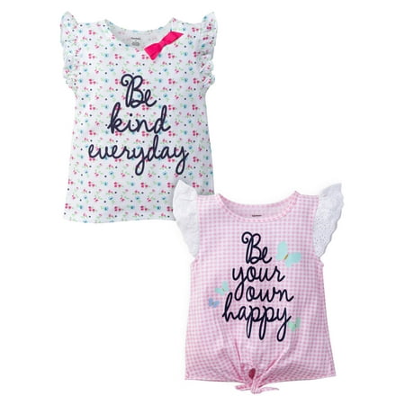 Again Toddler T-shirt - Flutter Sleeve T-shirts, 2-pack (Baby Girls & Toddler Girls)