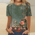 thumbnail image 1 of Puntoco Liquidación de blusas cortas para mujer, blusa informal de manga corta con cuello redondo y estampado para mujer, 1 of 4