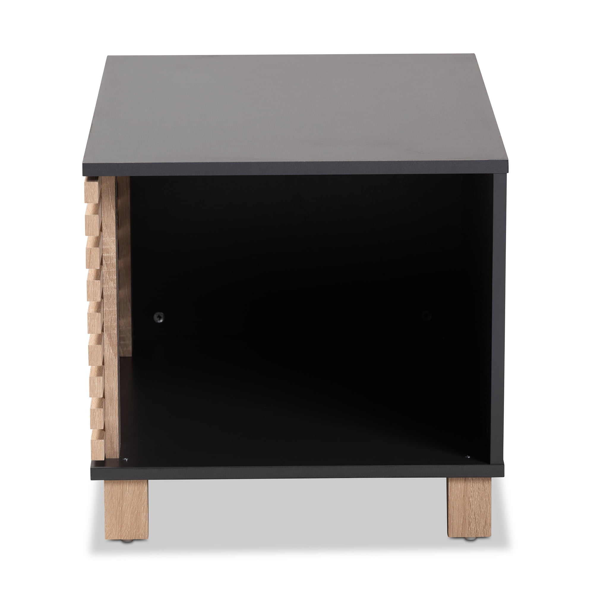 Baxton Studio Eckhart Modern and Contemporary Two-Tone Dark Grey and Oak Finished Wood Cat Litter Box Cover House