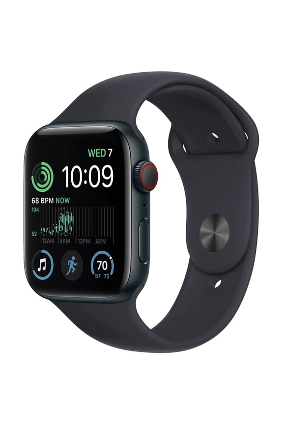 Restored Apple Watch SE 2 (GPS+Cellular, 44mm) - Aluminum Case - Midnight Sport Band (Refurbished)