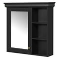 thumbnail image 4 of Bathroom Wall Cabinet with Door – Black Wall Mounted Mirror Cabinet with 3 Adjustable Shelves, 30" x 28", Over The Toilet Storage Organizer for Small Bathroom, 4 of 10