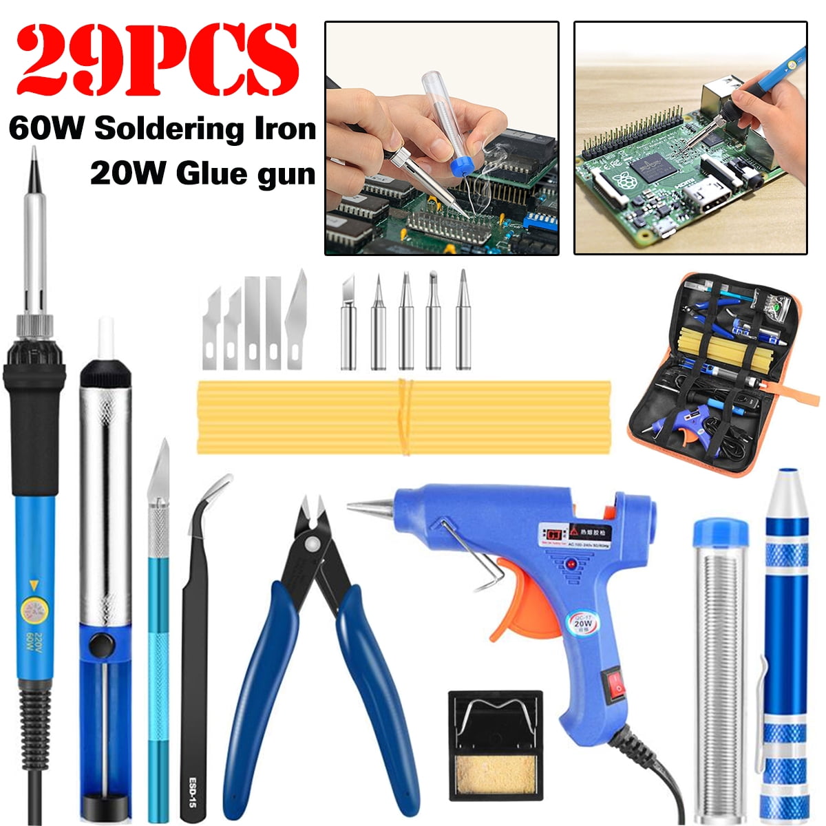 29in1 110V/220V 60W Electric Soldering Iron Kit Electronics Welding