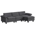 thumbnail image 1 of HOMCOM Sectional Sofa, L Shaped Couch with Deep Seat, Ottoman, Dark Grey, 1 of 10