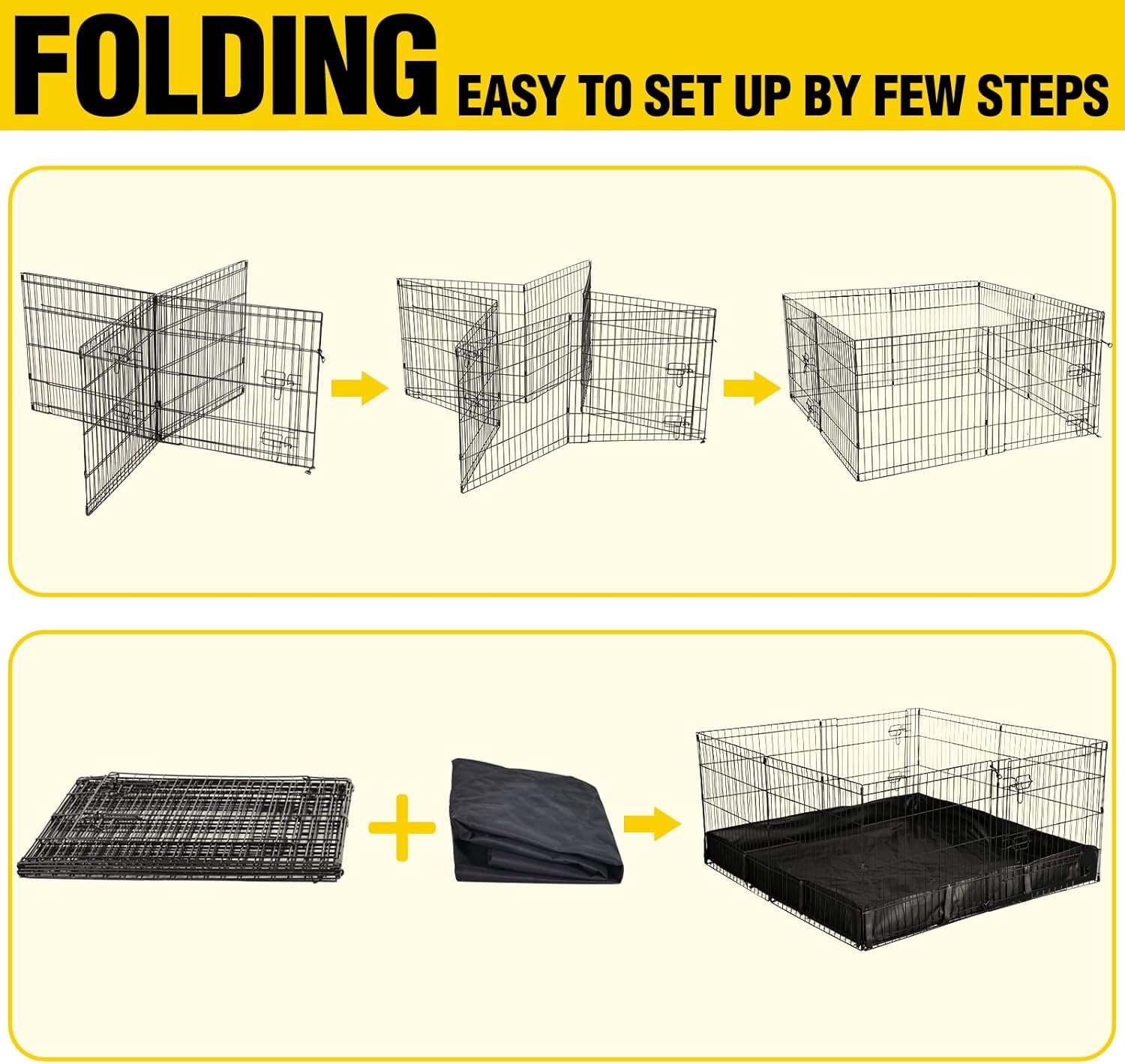 Aivituvin Rabbit Playpen Pet Pen Small Animal Cage with Waterproof Liner - Extension Playpen 48"L x 48"W x 24"H