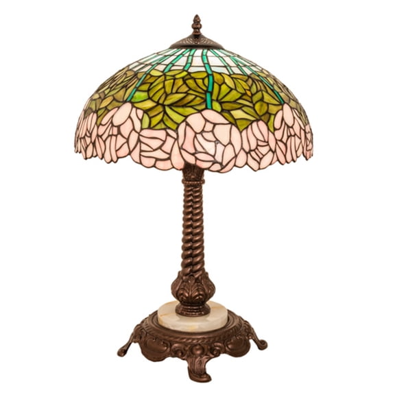 Meyda Tiffany 251964 Tiffany Cabbage Rose 23" Tall Buffet Table Lamp - MultiColor
