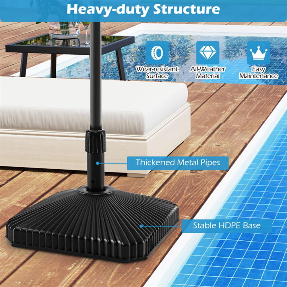 Topcobe Fillable Umbrella Base with Shell Texture and 3 Coupler Sizes, Outdoor Umbrella Bases for Patio Backyard Garden Pool Deck-Black