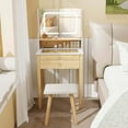 thumbnail image 1 of Costway Petit Bureau de Maquillage avec Miroir Éclairé LED Réglable et Prises de Courant Blanc, 1 of 10