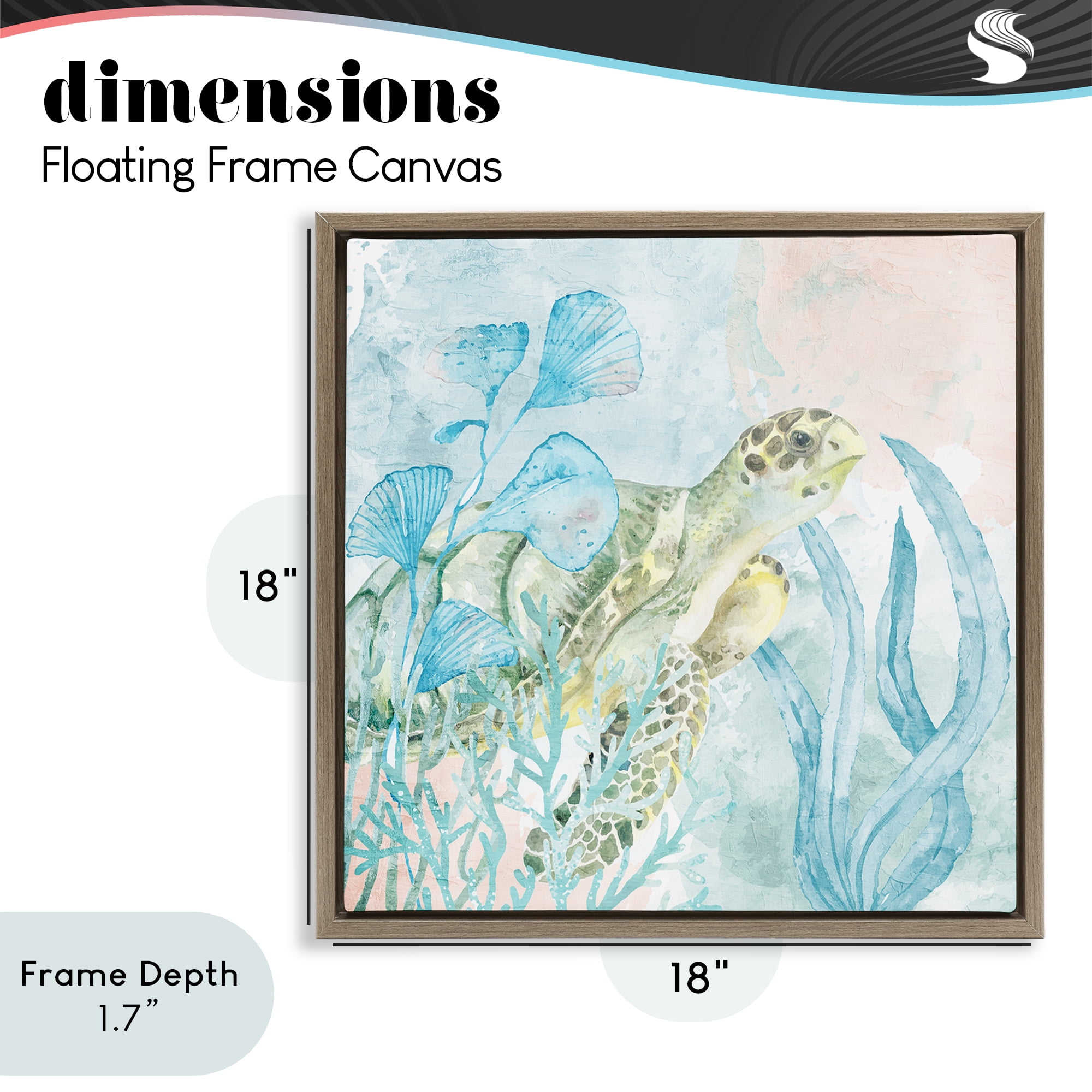 Stupell Industries Sea Swim Turtle Brown Framed Floater Canvas Wall Art, design by Kim Allen