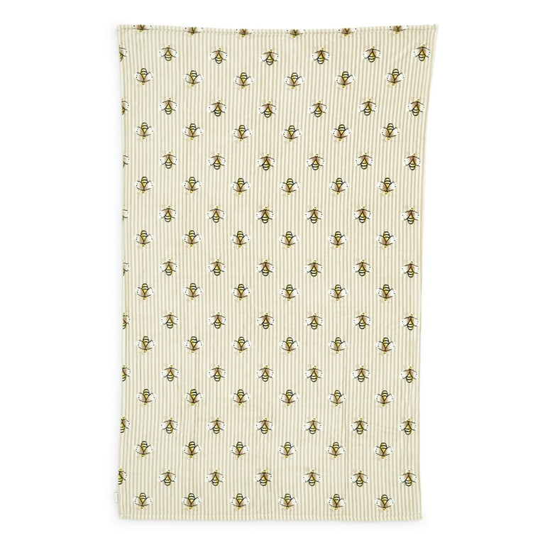 Vera Bradley Women s Fleece Plush Throw Blanket Bees Beige Walmart