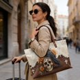 thumbnail image 2 of ZUXONGSY Raven Skull Rose Print Tote Bag for Women Casual Top Handle Tote Bag Lightweight Weekender Bag with Zipper for Daily Use Business, 2 of 6
