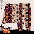 thumbnail image 4 of Toddler Girl'S Sleepwear Halloween Pumpkin Pattern Color Block Long Sleeve Crewneck Pull-On Regular Fit 2Pc Summer Autumn Holidays Adorable Pjs,Orange,3-4 Years, 4 of 4