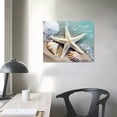 thumbnail image 3 of Awypu  Beach Starfish Canvas Wall art: Starfish and Conch in the Teal Sea Water Picture Prints on Canvas for Bathroom, 3 of 4
